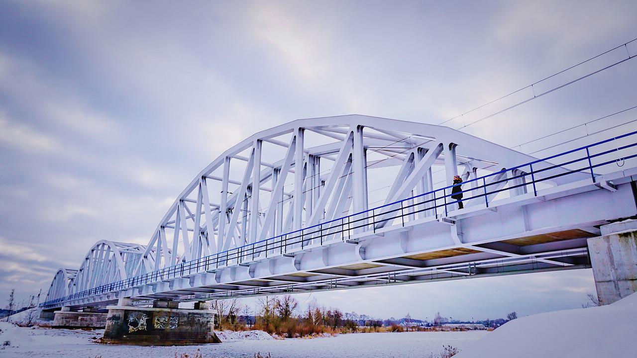 railway bridge, winter, snow